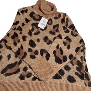 Motherhood Tan Leopard Turtleneck Sweater